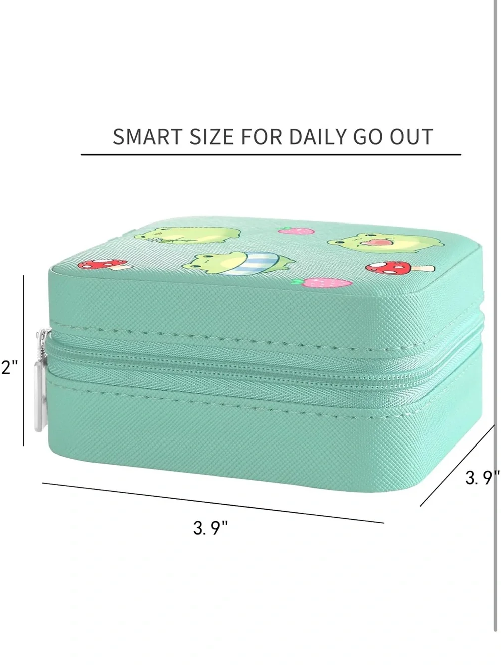 Mint Green Cartoon Frog Jewelry or Accessory Travel Case